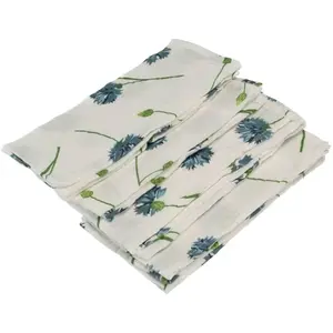 Comparateur de prix : Lot de 4 Serviettes en coton gaufré 40x40cm Bleuets