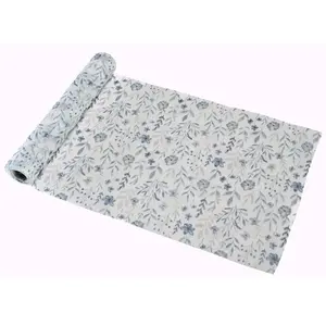 RueDeLaFete Chemin de table Floral voile vintage bleu 3m pas cher