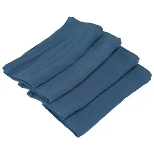 Comparateur de prix : Lot de 4 Serviettes en coton gaufré 40x40cm Bleu Denim