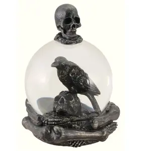 Comparateur de prix : Boule à eau Corbeau Bronze avec tête de mort résine 16cm