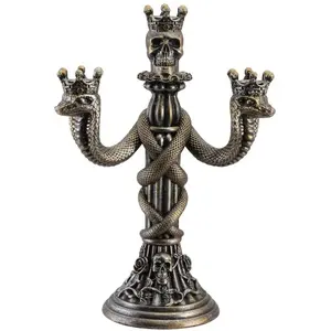 RueDeLaFete CHANDELIER 3 BRANCHES SERPENT CRÂNE 30CM BRONZE pas cher