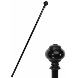 Canne en métal avec pommeau Boule effet marbre noir 95cm
