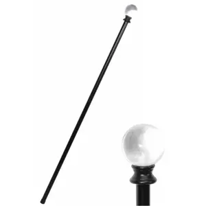canne métal pommeau boule cristal résine 94cm noir - générique 13734