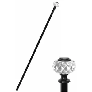 Non communiqué canne métal pommeau diamant rond résine 94cm noir - générique 13735