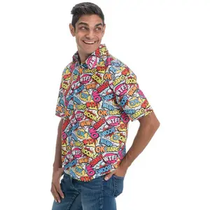 RueDeLaFete Chemise Année 90 Onomatopées - Homme pas cher