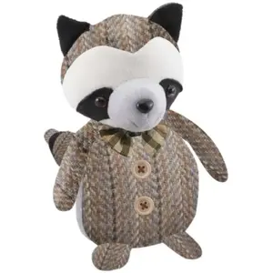 RueDeLaFete Déco Raton Laveur debout en tissu tweed 20cm pas cher