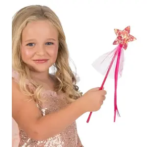 Comparateur de prix : Non communiqué baguette fée étoile sequins réversibles 34cm rose - générique 13477