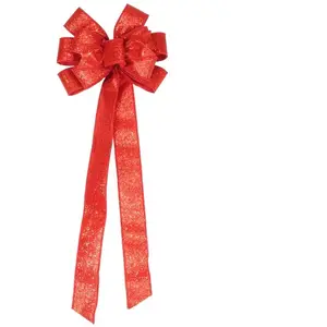 RueDeLaFete Long Noeud cimier 78cm Rouge brillant pailleté pas cher
