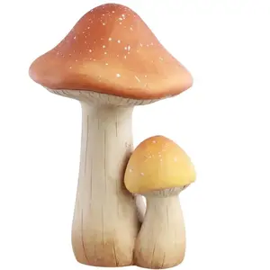 RueDeLaFete DÉCORATION 2 CHAMPIGNONS MAGNÉSIE 21X19X30CM BRUN pas cher