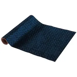 RueDeLaFete Chemin de table en velours texturé, Bleu pas cher