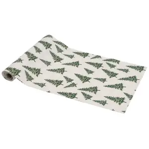 Chemin de table effet Jute Sapins et Flocons 3m
