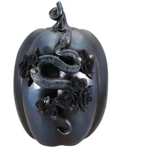 Chaks CITROUILLE RÉSINE DÉCO SERPENT FLEURI 28.5CM BLEU pas cher