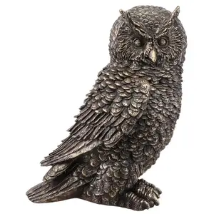RueDeLaFete FIGURINE CHOUETTE DÉCO RÉSINE 11X15X19.5CM BRONZE pas cher