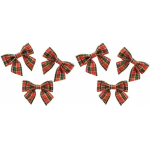 Non communiqué 6 n?'uds polyester tartan 6.5x6cm rouge - générique 13692 pas cher