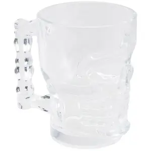 RueDeLaFete CHOPE À BIÈRE VERRE TÊTE DE MORT 12.5X9.5X13CM pas cher