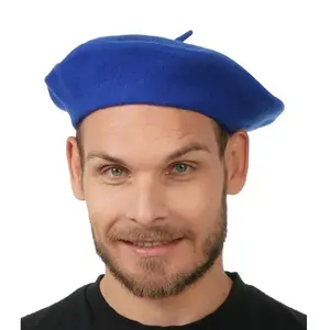 RueDeLaFete Béret luxe 80% laine, Bleu pas cher