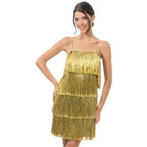 Comparateur de prix : Chaks Robe scintillante à franges, Or taille S