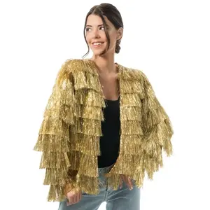 Comparateur de prix : Chaks Veste scintillante à franges femme, Or taille M C-C4676M