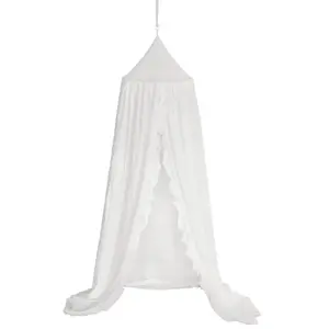 RueDeLaFete Canopy réception en tissu blanc avec franges 230cm pas cher