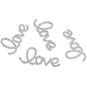 Comparateur de prix : Sachet de 4 mots Love métal diamant avec strass argent 4cm