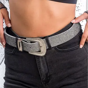 ceinture festival boucle strass 120x3.8cm argent - générique 14088