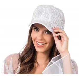 CASQUETTE blanche avec Strass Diamond Argent