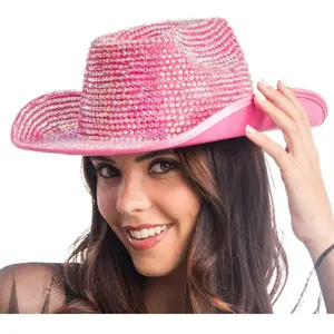 Chapeau cowgirl avec Strass Diamond, Rose