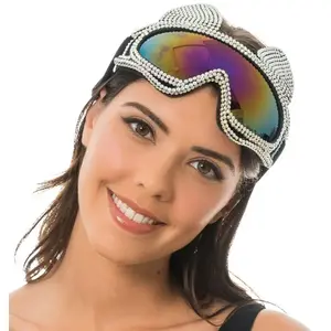 Comparateur de prix : Lunettes masque de ski Chat avec strass, Argent