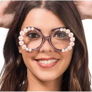 RueDeLaFete Lunettes à fleurs et strass roses pas cher