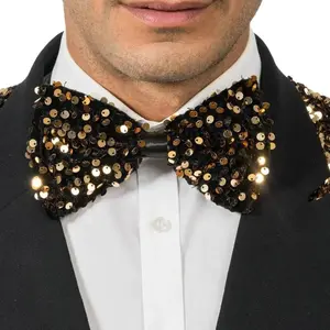 Chaks Noeud papillon 15cm en velours noir et sequins Bronze FETE-14061