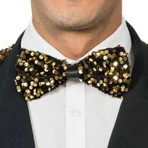 Comparateur de prix : Chaks Noeud papillon 15cm en velours noir et sequins Or FETE-14061-81