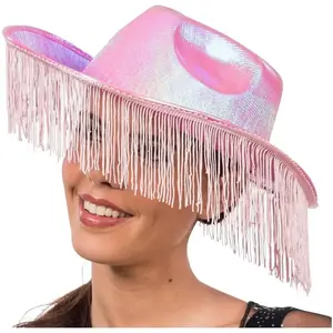 Comparateur de prix : Chaks Chapeau cowgirl irisé avec franges, Rose FETE-14066-04
