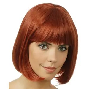 Comparateur de prix : Perruque cheveux courts carré, Roux foncé auburn