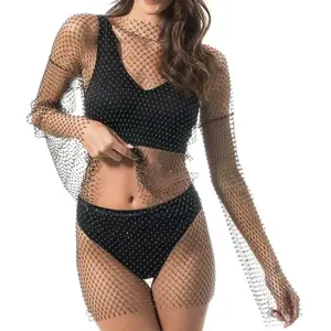 Chaks Mesh Top Dessus en Maille, Noir, Taille Unique Femme pas cher