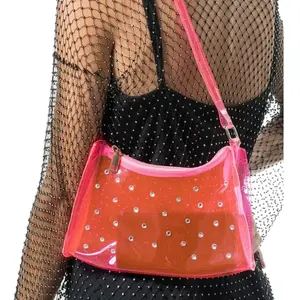 Comparateur de prix : Sac à main transparent rose avec strass