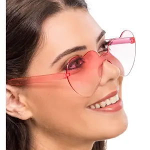 RueDeLaFete Lunettes Coeur plastique verres fumés, Rose pas cher