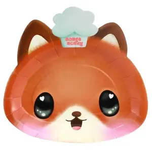 RueDeLaFete Paquet de 8 petites Assiettes carton 18cm Fuzzy FOX BangoBerry © pas cher