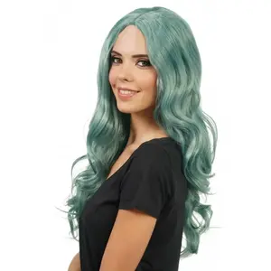 Comparateur de prix : Perruque cheveux longs ondulés, Vert