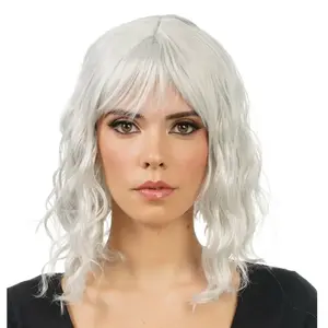 Perruque cheveux courts ondulés, Gris