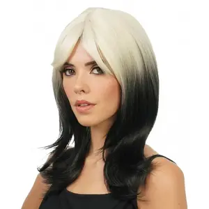 Comparateur de prix : Perruque cheveux mi-longs, Blanc et Noir