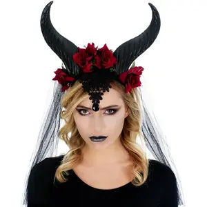 Serre-tête Reine Maléfique - GENERIQUE - Accessoire déguisement femme - Noir et bordeaux - Taille unique pas cher