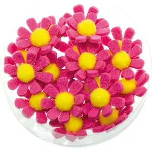 RueDeLaFete Boite de 18 Fleurs adhésives 3,5cm, Fuchsia pas cher