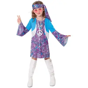 déguisement hippie bleu fille - 5/6 ans - bleu - no name c4158116 pas cher