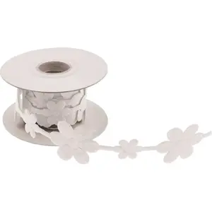 RueDeLaFete Ruban feutrine Fleur de 2 m x 3.5cm, Blanc pas cher