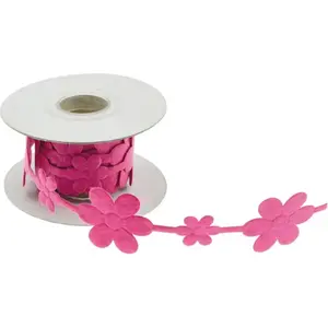 RueDeLaFete Ruban feutrine Fleur de 2 m x 3.5cm, Fuchsia pas cher