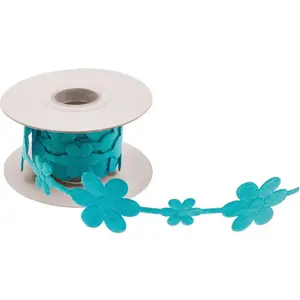 RueDeLaFete Ruban feutrine Fleur de 2 m x 3.5cm, Turquoise pas cher