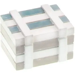 RueDeLaFete Petit coffre marin en bois blanchi/ciel rectangle 6,5cm pas cher