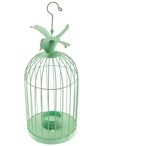 RueDeLaFete Petite Cage métal oiseau Photophore, Pistache pas cher