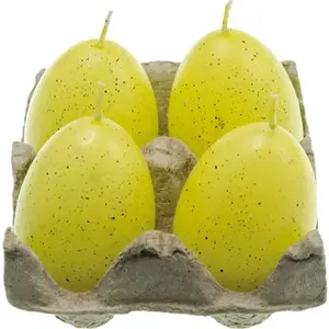 RueDeLaFete Set de 4 bougies Oeuf 7cm, Jaune pas cher