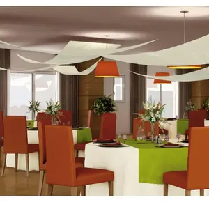 RueDeLaFete Set 3 tentures de plafond Voile triangle, ivoire pas cher